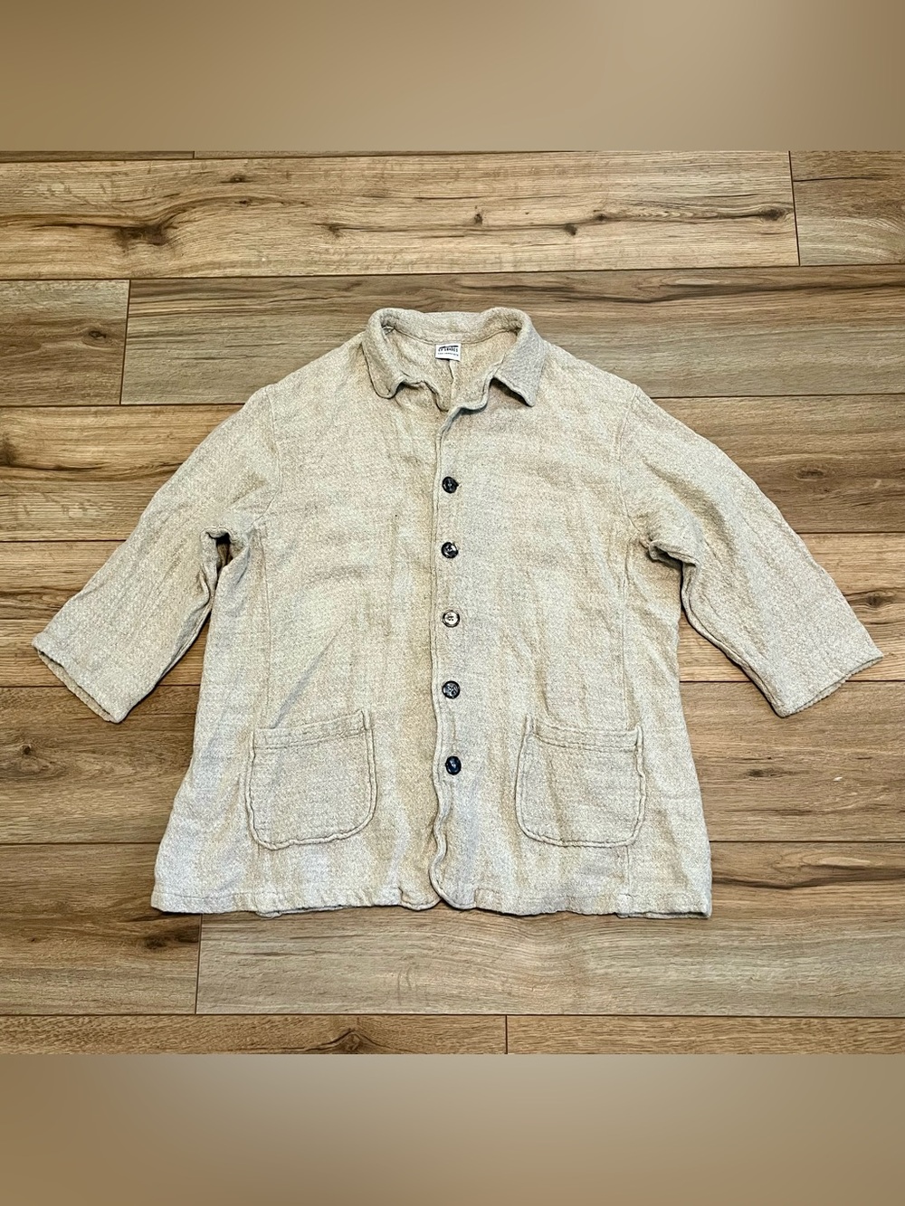 CP Shades San Francisco Linen Rayon Button Front Jacket Women’s Medium Beige